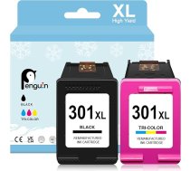 Penguin 301XL priekš HP 301 Printeru kasetnes priekš HP Envy 4500 4508 5530 Deskjet 1000 2000 2050 3050 Officejet 2620 4630 Atjaunotas HP 301XL kasetnes (melnas un krāsainas)