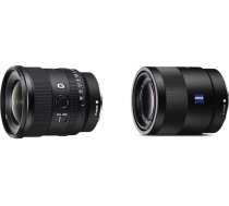 Sony SEL-20F18G Pilna formāta objektīvs (FE 20 mm F1.8, īpaši platleņķa, gaišs), melns un SEL-55F18Z Zeiss standarta objektīvs