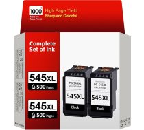 545 XL melnā - 2 x 500+ lappuses, saderīga ar oriģinālo Canon PG-545 melno, 545 XL melno tinti ar augstu ražību Pixma MX495 TS3150 TS3350 TR4550 TR4550 TR4551 MG2550s printeru kasetnēm