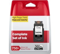 PG-560 XL tintes kasetnes, kas ir saderīgas ar oriģinālajām Canon printeru kasetnēm 560, PG-560XL melnā tinte ar augstu ražību - izdrukā līdz 750 lappusēm, 560 XL Pixma TS5350 TS5351 TS5352 TS5353 TS7450 TS7451