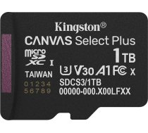 Kingston Canvas Select Plus microSD atmiņas karte 1TB micSDXC Gen3 150R A1 bez SD adaptera - SDCS3/1TBSP