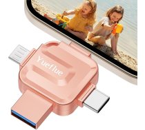 Nav lietotnes: Yueflue USB zibatmiņas karte iPhone 128 GB, USB zibatmiņas karte iPhone, lai uzglabātu vairāk bildes un video. 4 in 1 iPhone Memory Stick Metallic Cross-Shaped, atmiņas karte i0S/Android/PC.