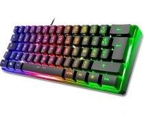 Spirit Of Gamer - Pro K2 Compact TKL 60% 62 taustiņi daļēji mehāniskā spēļu tastatūra ar 24 Anti-Ghosting RGB fona apgaismojumu Rainbow Color Regulējams augstums melns