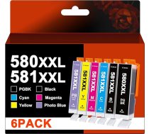 Coloran Pack of 6 PGI-580XXL CLI-581XXL augstas ražības tintes kasetnes, kas paredzētas Canon 580 581 tintes daudzpaketei, kas ir saderīgas ar TS8150 TS8151 TS8152 TS8250 TS8251 TS8252 TS9150 TS9155