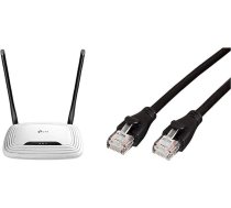 TP-Link TL-WR841N N300 WiFi maršrutētājs, balts/melns un Amazon Basics Ethernet tīkla kabelis, RJ45, Cat6, 0,9 m, 1000Mbps