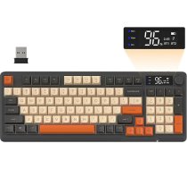 FREEWOLF M96 bezvadu spēļu tastatūra, Bluetooth/2.4G bezvadu mehāniskā Bluetooth tastatūra, RGB LED apgaismojums, displejs, PBT taustiņu vāciņš, 3000mAh, QWERTY, Win/Mac - Shimmer