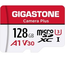Gigastone Camera Plus 128GB MicroSDXC atmiņas karte + SD adapteris rīcības kamerai dronam un planšetdatoram, nolasīšanas ātrums līdz 100MB/s, Full HD video ierakstīšana, A1 U3 klases 10 Micro SD karte UHS-I