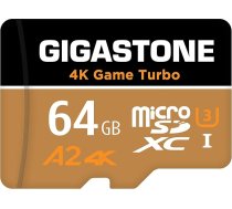 GIGASTONE 64GB MicroSDXC atmiņas karte + SD adapteris, 4K Game Turbo, līdz 95/35 MB/s, saderīga ar Nintendo Switch, ideāli piemērota 4K UHD video, A2 4K U3 UHS-I Micro SD karte