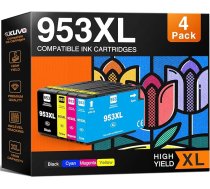 953XL atkārtoti ražotas HP 953 XL multipakas printeru kasetnes, kas saderīgas ar HP Officejet Pro 8710 8715 7720 7740 7730 8720 8720 8730 8210 8725 8715 8740 (melns, ciānspalvains, dzeltens)