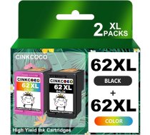 62XL printeru kasetnes 62 XL daudzpaku tintes kasetnes, kas ir saderīgas ar HP 62 printeru melnās un krāsainās krāsas kasetnēm, kas paredzētas Envy 5540 5544 5545 5548 5640 5646 7640 OfficeJet 200 5740 5740 5742