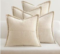 EMEMA Velveta spilvenu pārvalki Ziemassvētku komplekts ar 4 dekoratīviem spilvenu pārvalkiem Dīvāna spilvens Mīksts dekoratīvs spilvenu pārvalks 45 x 45 cm Dekoratīvs spilvens Dīvāna spilvens dzīvojamajai istabai Guļamistabai Bēšs