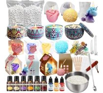 DIBUEUPP DIY sveču izgatavošanas komplekts, DIY sveču izgatavošanas rīks, 910 g sojas vasks, dakts, uzlīmes, sveču bundžiņas, kausēšanas katls, DIY sveču izgatavošana bērniem un pieaugušajiem, sojas vaska rīks, aromātiskas sveces dāvanā