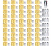 kolpop 50 gab. pasaku gaismas baterijas, 12 m 120 LED pasaku gaismas ar tālvadības pulti un taimeri, ūdensizturīgas 8 režīmu pasaku gaismas vads āra un iekštelpu ballītēm, kāzām, Ziemassvētku eglīšu dekorēšanai, silts