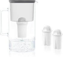 Wessper ūdens filtrēšanas krūka stikla 3 L Crystaline, komplekts ar ūdens krūku un 2 filtriem Aqua Classic, ūdens karafe dzeramajam ūdenim, saderīga ar Brita Classic, Dafi - melna