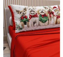 PETTI Artigiani Italiani Ziemassvētku digitāli apdrukāta kokvilnas gultas veļa spilvendrānas Ziemassvētku palagi Queen Size Ziemassvētku gultas veļa Xmas 9 Red 100% ražots Itālijā