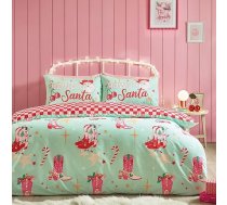 Catherine Lansfield Santa's Howdy Ziemassvētku apgriežamais segas pārvalks ar spilvendrānu - vienvietīgs - zaļš