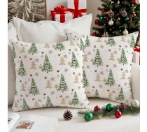 Zaļā Ziemassvētku eglītes spilvenu pārvalks 45 x 45 cm, 2 gab. Velvet Winter Snowflake Ziemassvētku dekoratīvie spilvenu pārvalki Ziemassvētku dekoratīvais spilvenu pārvalks Ziemassvētku viesistabai, birojam, viesnīcai