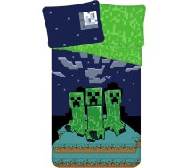 Jerry Fabrics bērnu gultas veļa ar divpusēju dizainu Minecraft Green Creeper Sleep Tight Night Green sega 140 x 200 cm, spilvendrāna 70 x 90 cm, 100% kokvilna