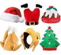 REDSTAR FANCY DRESS Jaunums Ziemassvētku cepuru komplekts - Ietver Ziemassvētku cepures, Ziemassvētku tītara cepuri pieaugušajiem, Ziemassvētku pudiņa cepuri pieaugušajiem, Ziemassvētku eglītes cepuri -