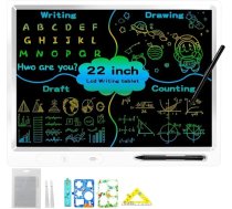 LCD rakstāmā tāfele bērniem 22 collu krāsaina LCD rakstāmā tāfele ar 2 pildspalvām un regulējamu statīvu ir izglītojoša mācību rotaļlieta bērniem vecumā no 3 līdz 12 gadiem Ziemassvētku dāvanas