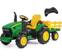 Peg Perego John Deere RC traktors – elektriskais traktors ar tālvadības pulti bērniem 12 V ar piekabi, tālvadības pulti, 2 riteņiem, FM radio, 1+ gads