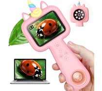 Pārnēsājams bērnu mikroskops, 2,4 collu mini digitālais mikroskops ar 600 reizes palielinājumu – STEM mācību rotaļlieta, ideāla Ziemassvētku vai dzimšanas dienas dāvana meitenēm no 3 līdz 13 gadu vecumam.