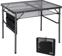 REDCAMP pārnēsājams saliekamais grila galds ar sieta virsmu, 90 x 60 cm, viegls saliekamais kempinga galds kempingam, ēdiena gatavošanai, grilēšanai, piknikam ar kempinga auto, viegli samontējams ar regulējamiem kāju augstumiem, melns