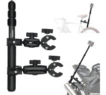 Motocikla kameras stiprinДЃjuma komplekts DJI Osmo 360 Osmo Nano, velosipД“da dubultie skavas stЕ«res stiprinДЃjums ar 110 cm garu neredzamu selfiju nЕ«ju, kas saderД«ga ar Insta360 X5-X UTV un braukЕЎanas ierakstiem