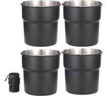 4 gab. saliekamie kempinga ūdens krūzes 300 ml tējas, kafijas, piena, alus krūzes nerūsējošā tērauda dzēriena krūzes āra ceļojumu krūzes saliekamās kempinga ūdens krūzes āra ceļojumu dzērieni
