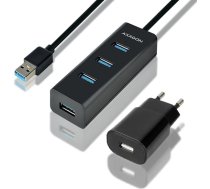 Axagon Hue-s2bp 4 portu usb 3.2 gen 1 uzlādes centrmezgls 1,2 m kabelis, AC adapteris