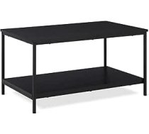 Amazon Basics Taisnstūrveida kafijas galdiņš ar apakšējo plauktu, dzīvojamā istaba, vidējais galds, moderns stils, melns, 50,5 cm x 80 cm x 42 cm