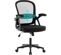 Fizzin ergonomisks biroja krēsls, elpojošs tīklveida krēsls, polsterēti roku balsti ar regulējamu jostas balstu, spēļu krēsls, 150 kg (melns)