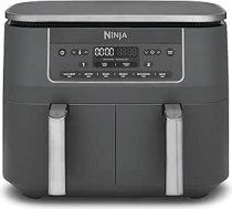 Ninja divu zonu digitālais gaisa fritieris, 2 atvilktnes, 6-in-1, bez eļļas, 7,6 l, karstā gaisa fritētājs, Max Crisp, grauzdēšana, cepšana, atkārtots uzsildīšana, trauku mazgājamā mašīnā, metāliski pelēks DZ300EU