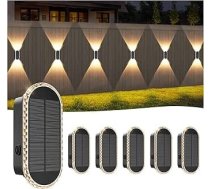 Saules sienas apgaismojums Āra saules gaismas āra saules gaismas āra gaismām, 6 āra sienas lampu komplekts, LED dārza gaismas, apgaismojums, 3 krāsas, ūdensizturīgs saules apgaismojums žogam, sienai, terasei, dārzam, balkonam