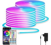 30 m LED lente, ar tālvadības pulti, IP65 ūdensizturīga, elastīga neona lampa, 24 V RGB LED lente, guļamistabas un āra dekorēšanai (2 ruļļi pa 15 m)