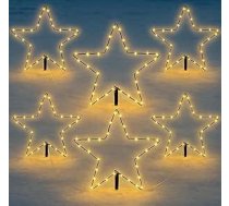 Iepakojumā 6 40 cm LED dārza kociņu zvaigzne ar taimeri Baterija Dārza dekorācijas Apgaismojums ar zemes smaili Zvaigzne Ziemassvētku apgaismojums Āra Ziemassvētki Ziema Āra terases gaismas zvaigznes Dekorācijas