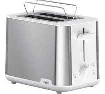 Braun PurShine tosteris, 2 slotu tosteris, 8 tostera līmeņi, izcelšanas un atkausēšanas funkcijas, drupatas ķērāja paplāte, HT1510WH, 900 W, balts