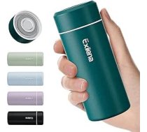 Mini termosiņš 250 ml ar nerūsējošā tērauda vāku, dzērienu pudele ar dubultiem vakuuma sieniņiem - īpaši kompakts, 100% drošs pret noplūdi, 8-12 stundu temperatūras noturēšana (jūras zils)