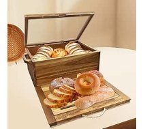 Akacijas maizes tvertne ar kapāšanas dēli Liels maizes uzglabāšanas konteiners Eleganta maizes kaste Virtuve maizes uzglabāšanai