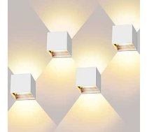 Kingwei LED sienas lampas iekštelpās 12 W ar regulējamu gaismas leņķi Sienas lampas iekštelpās Balts sienas apgaismojums Silti balta 3000 K āra sienas lampas IP65 Pack of 4