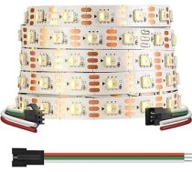 BTF-LIGHTING SK6812 RGBW IC 4-in-1 LED sloksne individuāli adresējama DC12V 5M 60LEDs/m 5050SMD RGB + Warm White 3000K 4 krāsas 1 baltā PCB Dream Colour elastīga IP30 DIY dekorēšanai (sloksnes)
