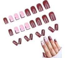 Ziemassvētku nagi Cute Ziemassvētku cepure Glitter dizains Nospiediet uz nagiem sievietēm Meitenes Ziemassvētku pusei