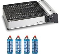 Kemper 1,9 kW nepielipstošs gāzes grils Grils + 4 kempinga gāzes kasetnes