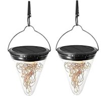 Solar-LED-Hängeleuchten für den Außenbereich, wasserdicht, IP65, Garten, Camping, Dekoration, warm, 3000 K, leuchtet für Terrasse, Bäume, Zelte, Outdoor-Ambiente, Partys und Veranstaltungen, 2 Stück