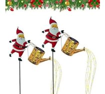 Ziemassvētku Ziemassvētku Ziemassvētku Santa Saules tējkannas gaismas Dārza zāliena dekoratīvās lampas, Santa Saules lampas, IP65 ūdensizturīgs, gudrs Ziemassvētku dārza apgaismojums dārza ceļu dekorēšanai (balts × 2)