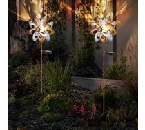 GLOBO Saules gaismas vējdzirnavas Saules lampa Zemes smaile Dārza rotājumi Saules dārza mietiņi Zelta sudraba metāla LED silti balta L x W x H 22 x 12 x 92 cm 2 komplekts