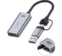 Hagibis USB 3.0 video uztveršanas karte no HDMI uz USB/USB C 1080P HD 60 kadru sekundes režīmā un ierakstīt video audio spēļu uztveršanas mikroshēma MS2130 Switch Xbox PS4/5 tiešraidei, spēlēm, straumēšanai (UHC07)
