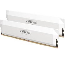 Crucial Pro CP2K32G64C40U5W DDR5 RAM komplekts (2x32GB) 6400MHz CL40, Overclocking Gaming, Intel XMP 3.0 / AMD EXPO, PC datoru atmiņa, balta