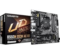 GIGABYTE B550M DS3H AC R2 pamatplate - AMD Ryzen 5000 procesori, 5+3 fāžu VRM, līdz 4733 MHz DDR4 (O.C.), 1x PCIe 4.0 + 1x PCIe 3.0 M.2, Wi-Fi 5, 1GbE LAN, USB 3.2 Gen 1