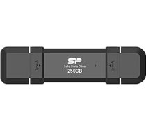Silicon Power DS72 250GB portatīvais SSD cietvielu disks USB 3.2 Gen 2 Type-C/Type-A Black